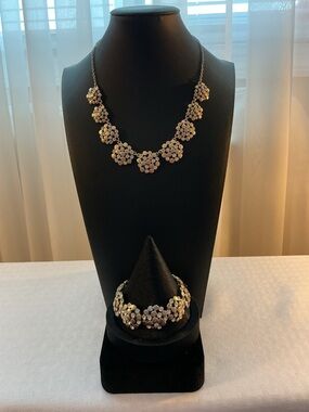 Monet Gold Tone Necklace and Bracelet Set